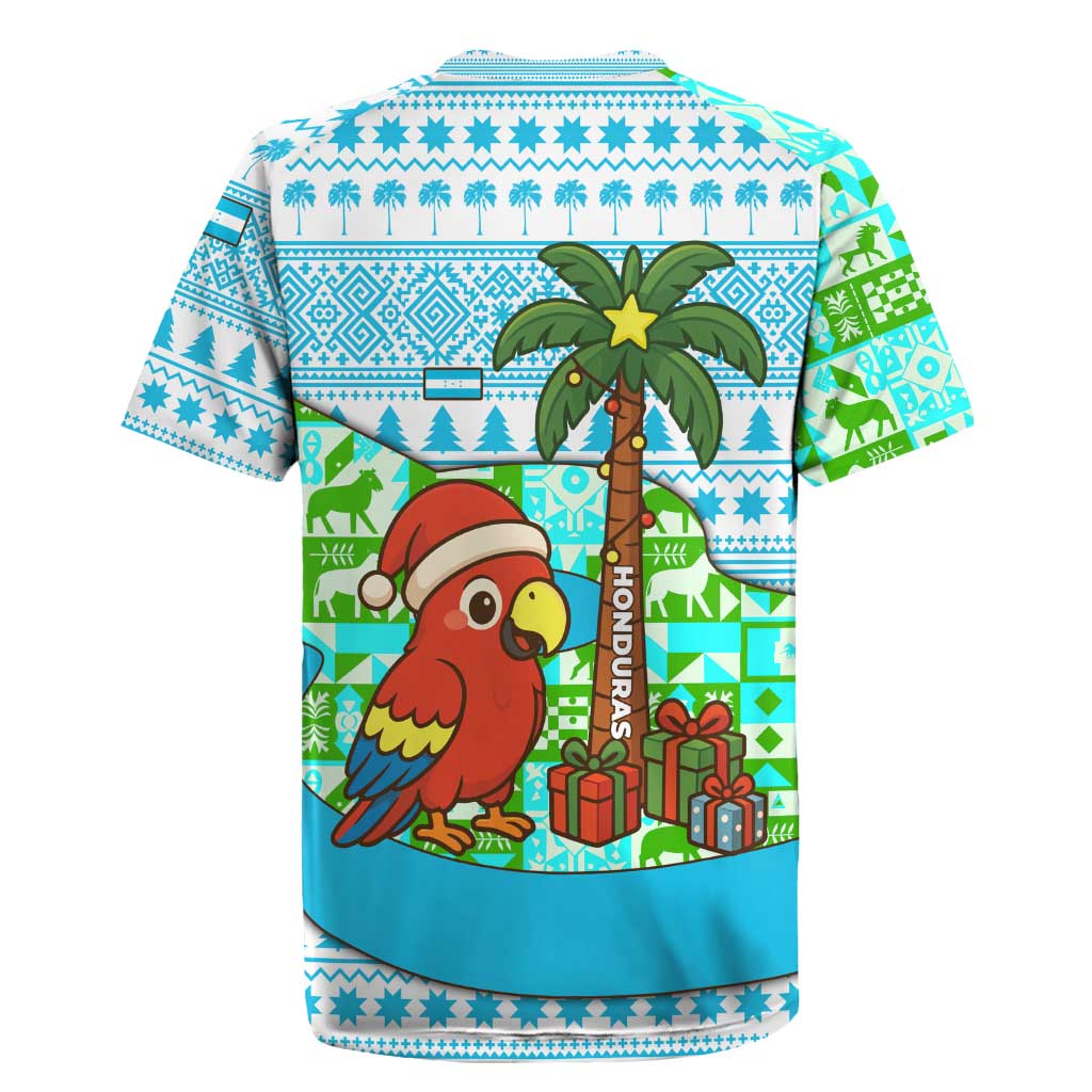 Honduras Christmas Rugby Jersey with Santa Parrot Palm Tree and Tropical Gift Pattern Design - Wonder Print Shop