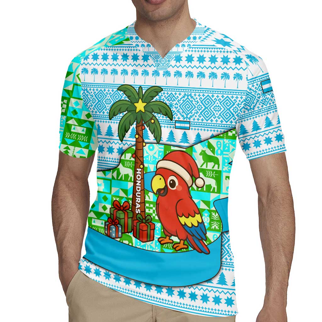 Honduras Christmas Rugby Jersey with Santa Parrot Palm Tree and Tropical Gift Pattern Design - Wonder Print Shop