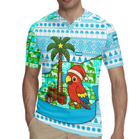 Honduras Christmas Rugby Jersey with Santa Parrot Palm Tree and Tropical Gift Pattern Design - Wonder Print Shop
