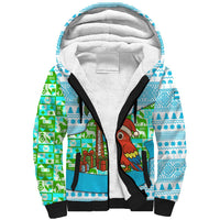 Honduras Christmas Sherpa Hoodie with Santa Parrot Palm Tree and Tropical Gift Pattern Design - Wonder Print Shop