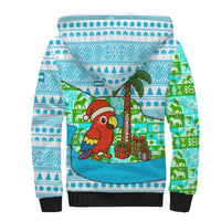 Honduras Christmas Sherpa Hoodie with Santa Parrot Palm Tree and Tropical Gift Pattern Design - Wonder Print Shop