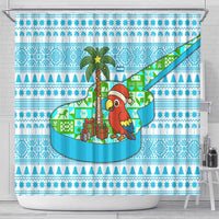 Honduras Christmas Shower Curtain with Santa Parrot Palm Tree and Tropical Gift Pattern Design - Wonder Print Shop