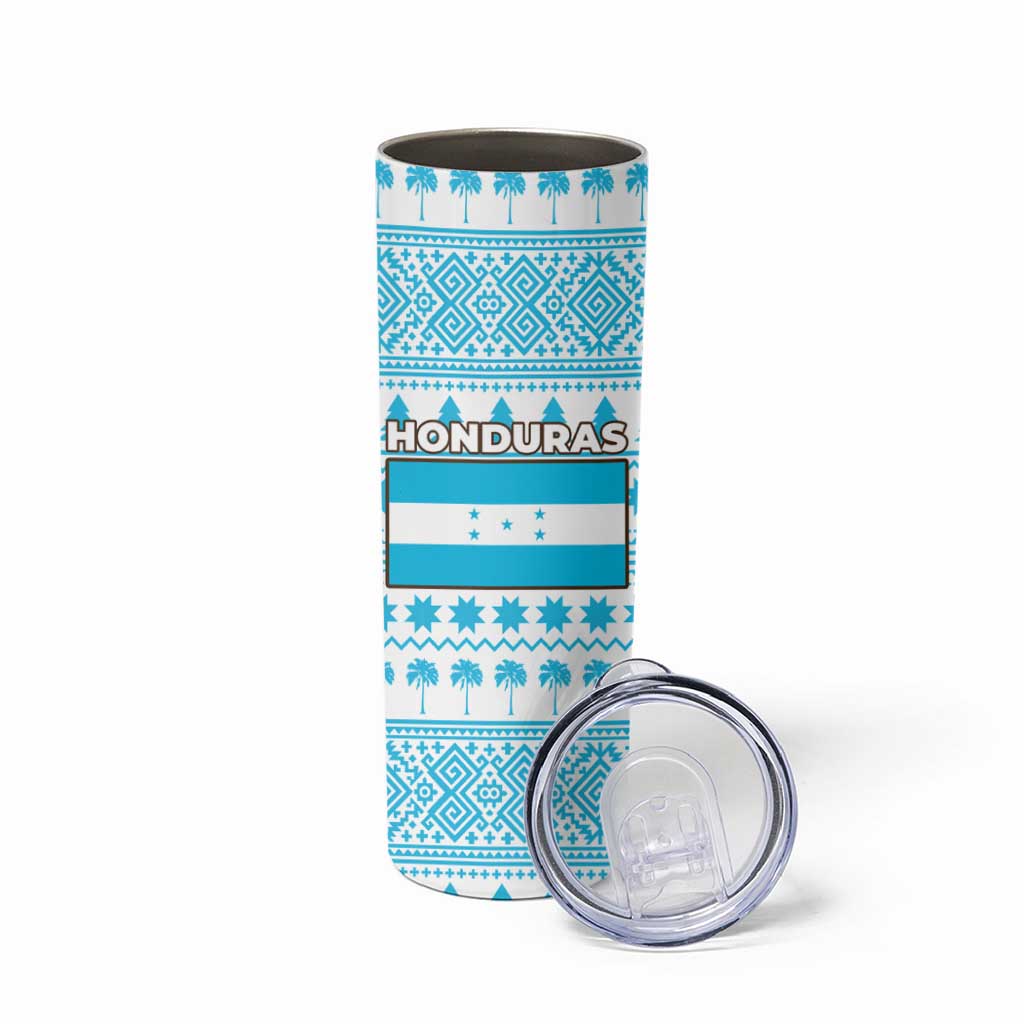 Honduras Christmas Skinny Tumbler with Santa Parrot Palm Tree and Tropical Gift Pattern Design - Wonder Print Shop