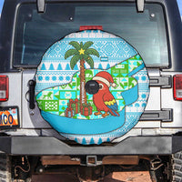 Honduras Christmas Spare Tire Cover with Santa Parrot Palm Tree and Tropical Gift Pattern Design - Wonder Print Shop