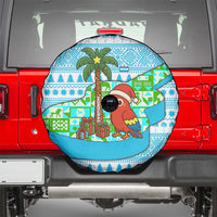 Honduras Christmas Spare Tire Cover with Santa Parrot Palm Tree and Tropical Gift Pattern Design - Wonder Print Shop