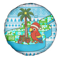 Honduras Christmas Spare Tire Cover with Santa Parrot Palm Tree and Tropical Gift Pattern Design - Wonder Print Shop