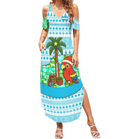 Honduras Christmas Summer Maxi Dress with Santa Parrot Palm Tree and Tropical Gift Pattern Design - Wonder Print Shop