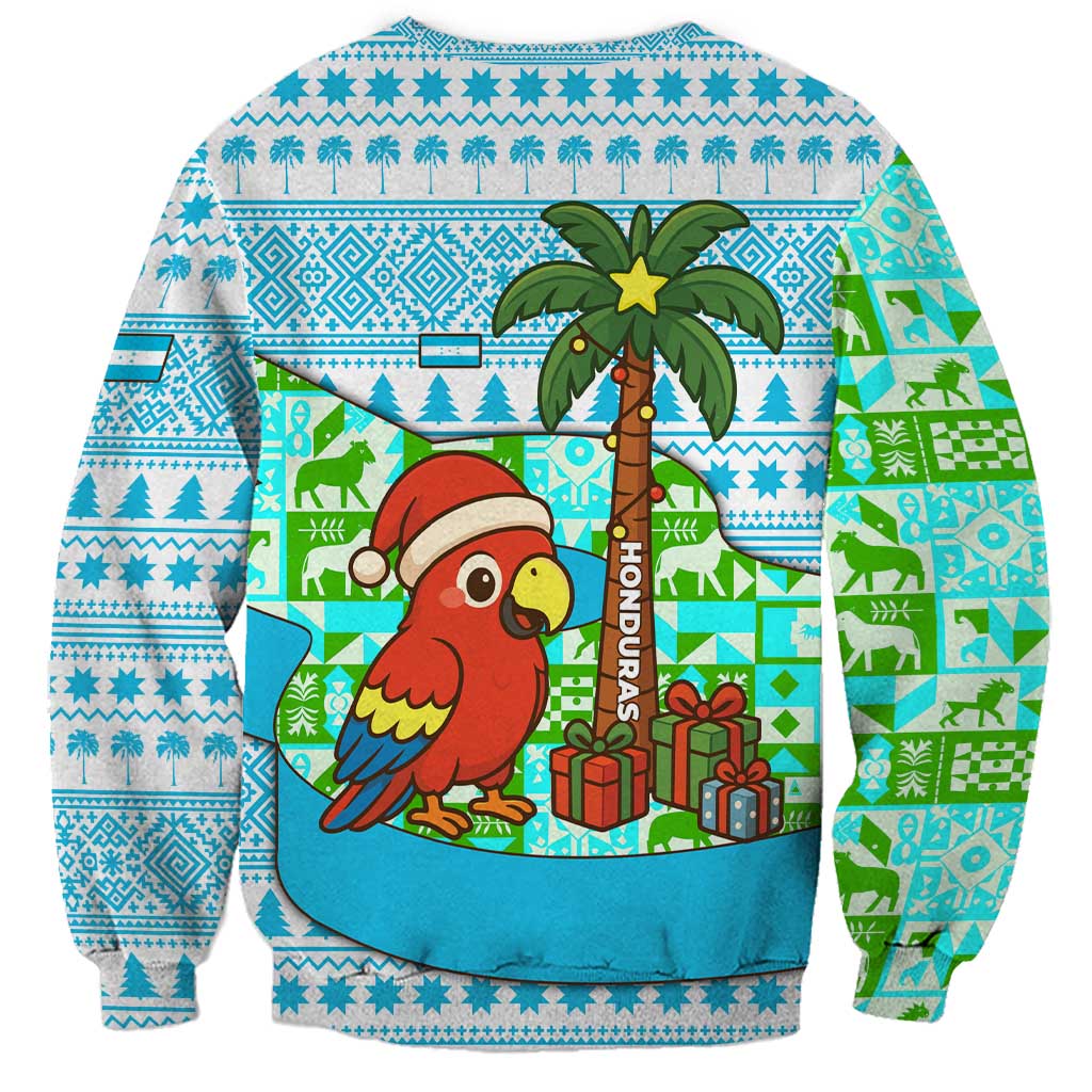 Honduras Christmas Sweatshirt with Santa Parrot Palm Tree and Tropical Gift Pattern Design - Wonder Print Shop