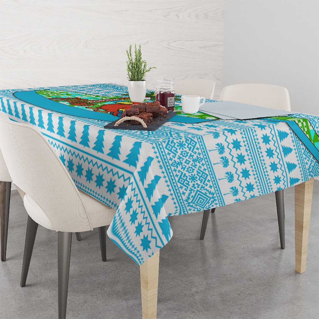 Honduras Christmas Tablecloth with Santa Parrot Palm Tree and Tropical Gift Pattern Design - Wonder Print Shop