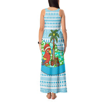 Honduras Christmas Tank Maxi Dress with Santa Parrot Palm Tree and Tropical Gift Pattern Design - Wonder Print Shop