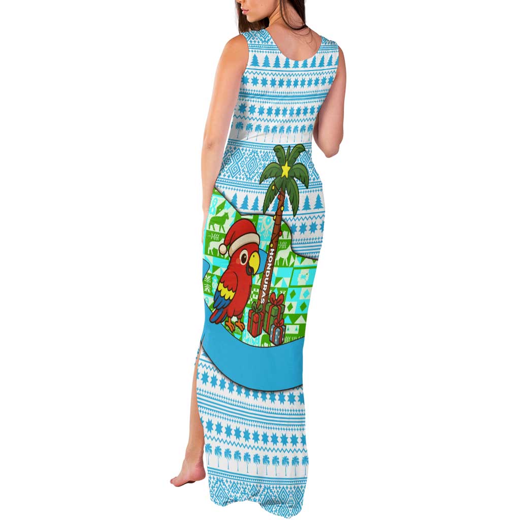 Honduras Christmas Tank Maxi Dress with Santa Parrot Palm Tree and Tropical Gift Pattern Design - Wonder Print Shop