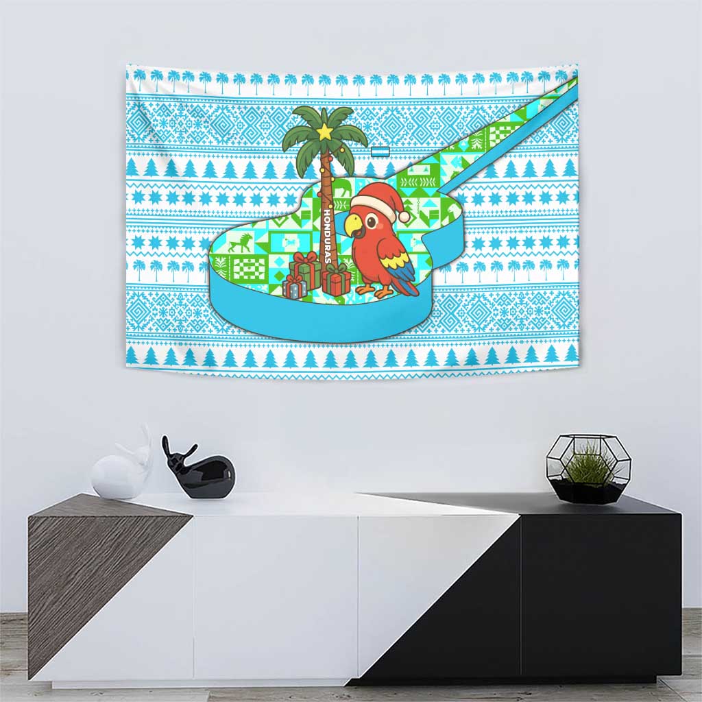 Honduras Christmas Tapestry with Santa Parrot Palm Tree and Tropical Gift Pattern Design - Wonder Print Shop