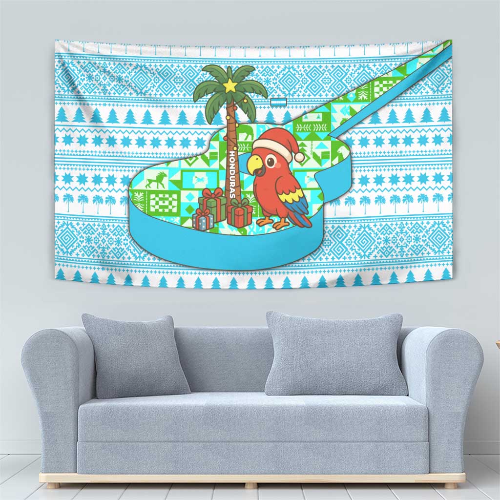Honduras Christmas Tapestry with Santa Parrot Palm Tree and Tropical Gift Pattern Design - Wonder Print Shop