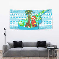 Honduras Christmas Tapestry with Santa Parrot Palm Tree and Tropical Gift Pattern Design - Wonder Print Shop