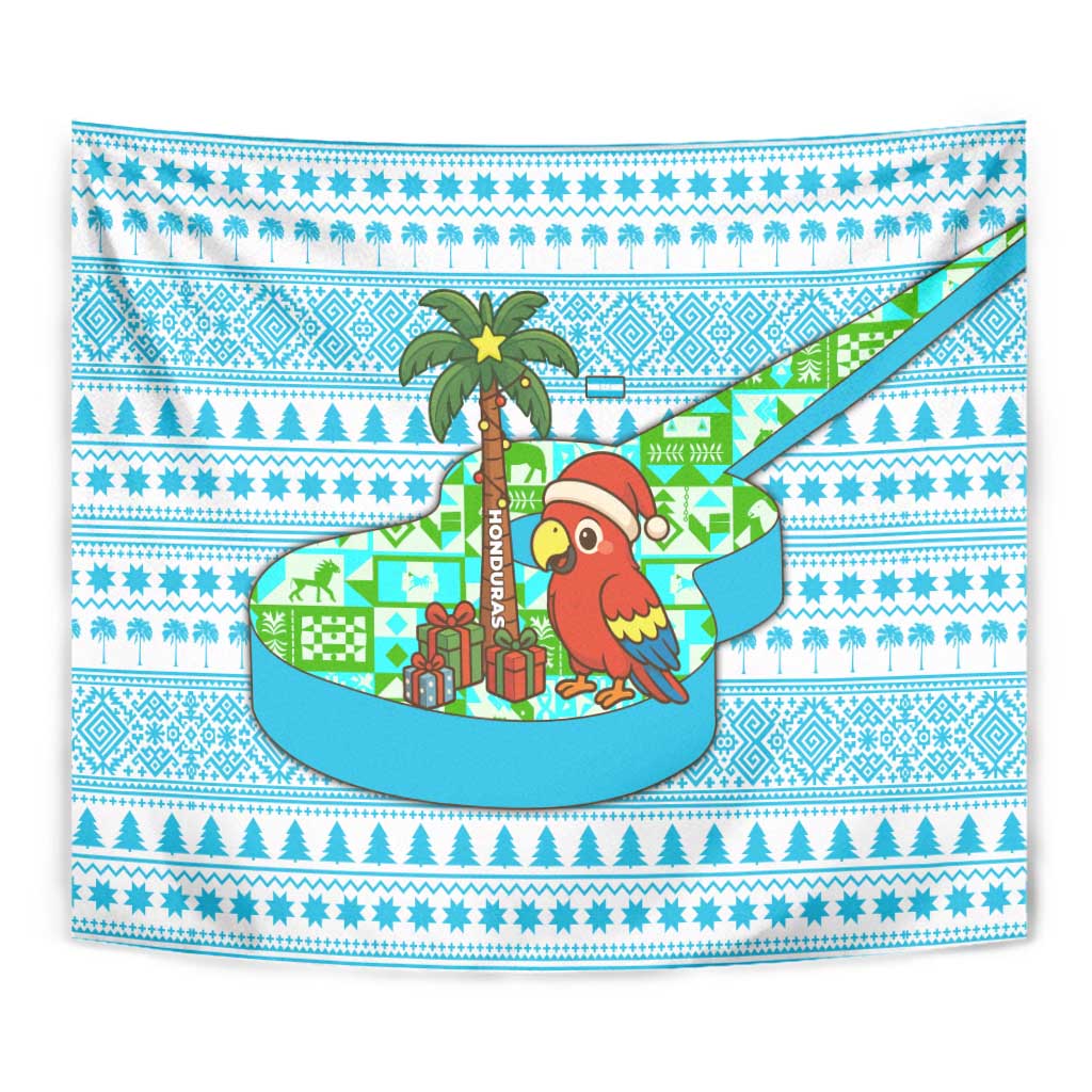 Honduras Christmas Tapestry with Santa Parrot Palm Tree and Tropical Gift Pattern Design - Wonder Print Shop