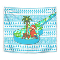 Honduras Christmas Tapestry with Santa Parrot Palm Tree and Tropical Gift Pattern Design - Wonder Print Shop