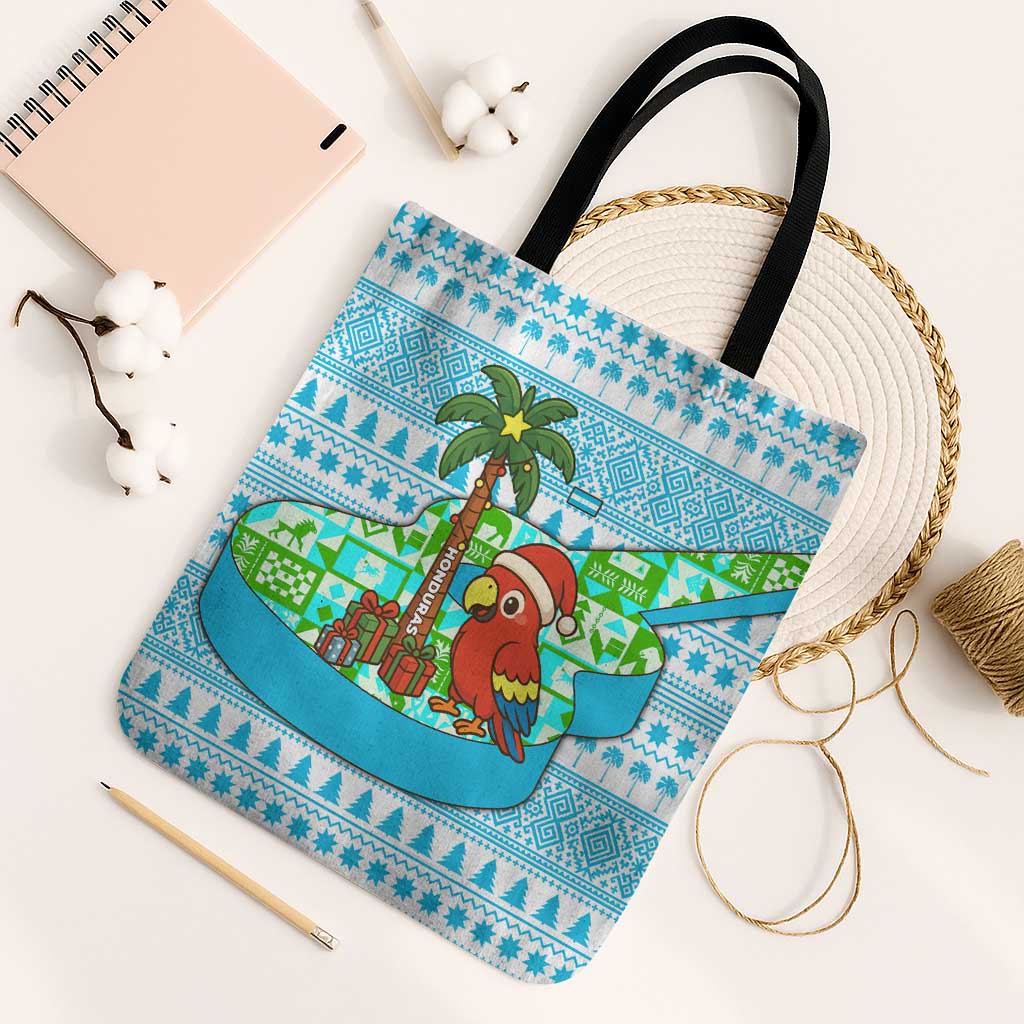 Honduras Christmas Tote Bag with Santa Parrot Palm Tree and Tropical Gift Pattern Design - Wonder Print Shop