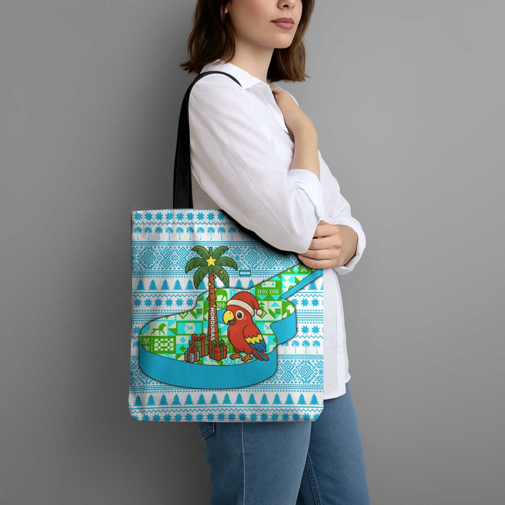 Honduras Christmas Tote Bag with Santa Parrot Palm Tree and Tropical Gift Pattern Design - Wonder Print Shop