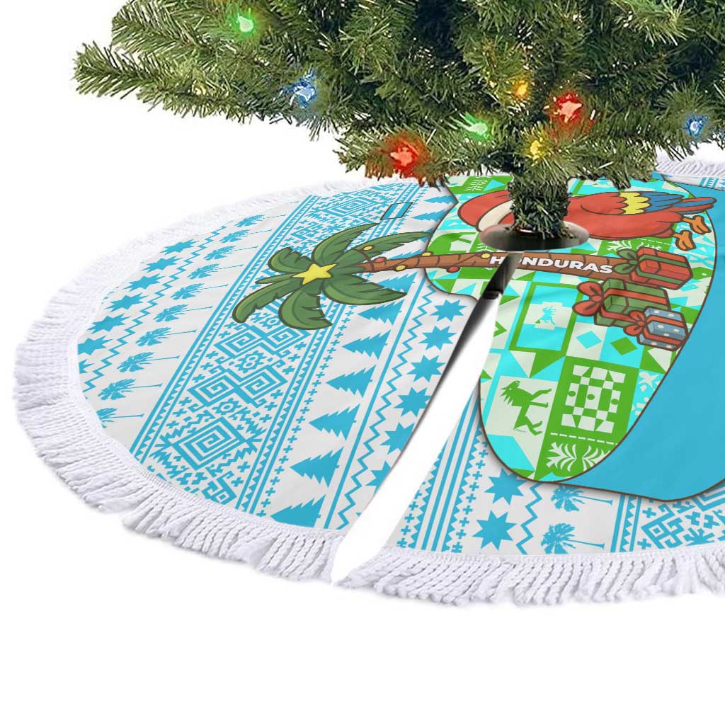 Honduras Christmas Tree Skirt with Santa Parrot Palm Tree and Tropical Gift Pattern Design - Wonder Print Shop