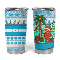 Honduras Christmas Tumbler Cup with Santa Parrot Palm Tree and Tropical Gift Pattern Design - Wonder Print Shop