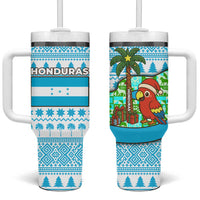 Honduras Christmas Tumbler With Handle with Santa Parrot Palm Tree and Tropical Gift Pattern Design - Wonder Print Shop