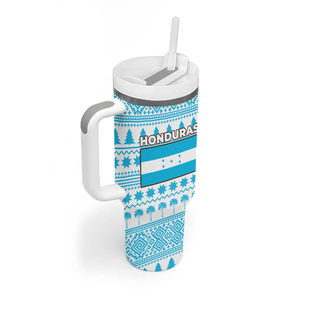 Honduras Christmas Tumbler With Handle with Santa Parrot Palm Tree and Tropical Gift Pattern Design - Wonder Print Shop