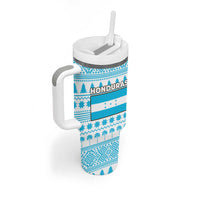 Honduras Christmas Tumbler With Handle with Santa Parrot Palm Tree and Tropical Gift Pattern Design - Wonder Print Shop