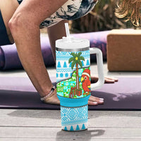 Honduras Christmas Tumbler With Handle with Santa Parrot Palm Tree and Tropical Gift Pattern Design - Wonder Print Shop