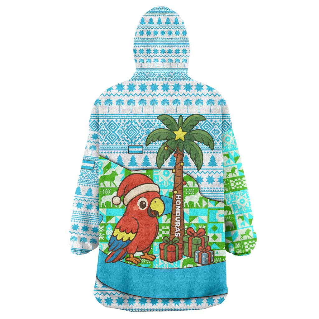Honduras Christmas Wearable Blanket Hoodie with Santa Parrot Palm Tree and Tropical Gift Pattern Design - Wonder Print Shop