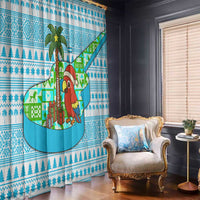 Honduras Christmas Window Curtain with Santa Parrot Palm Tree and Tropical Gift Pattern Design - Wonder Print Shop