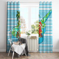Honduras Christmas Window Curtain with Santa Parrot Palm Tree and Tropical Gift Pattern Design - Wonder Print Shop