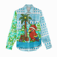 Honduras Christmas Women Casual Shirt with Santa Parrot Palm Tree and Tropical Gift Pattern Design - Wonder Print Shop