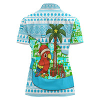 Honduras Christmas Women Polo Shirt with Santa Parrot Palm Tree and Tropical Gift Pattern Design - Wonder Print Shop