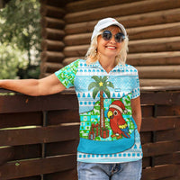 Honduras Christmas Women Polo Shirt with Santa Parrot Palm Tree and Tropical Gift Pattern Design - Wonder Print Shop