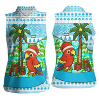 Honduras Christmas Women Sleeveless Polo Shirt with Santa Parrot Palm Tree and Tropical Gift Pattern Design - Wonder Print Shop