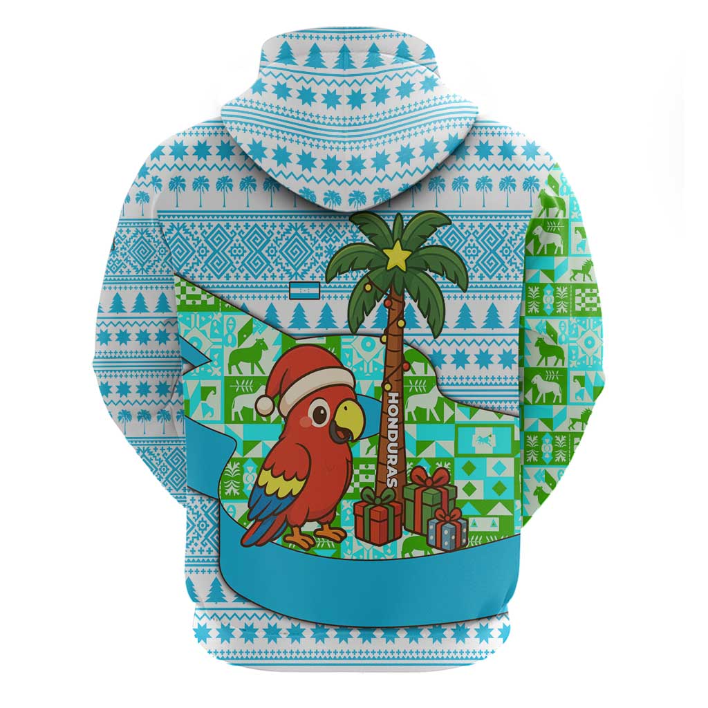Honduras Christmas Zip Hoodie with Santa Parrot Palm Tree and Tropical Gift Pattern Design - Wonder Print Shop