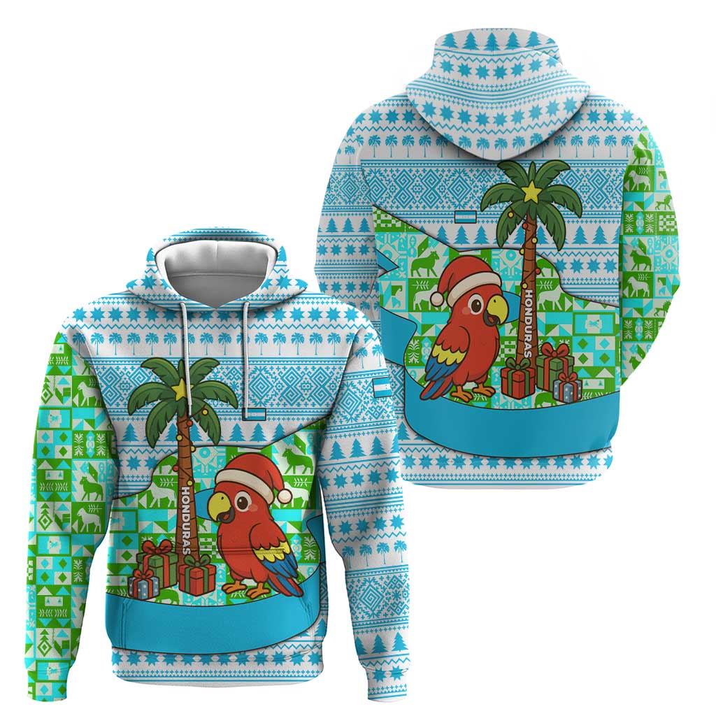 Honduras Christmas Zip Hoodie with Santa Parrot Palm Tree and Tropical Gift Pattern Design - Wonder Print Shop