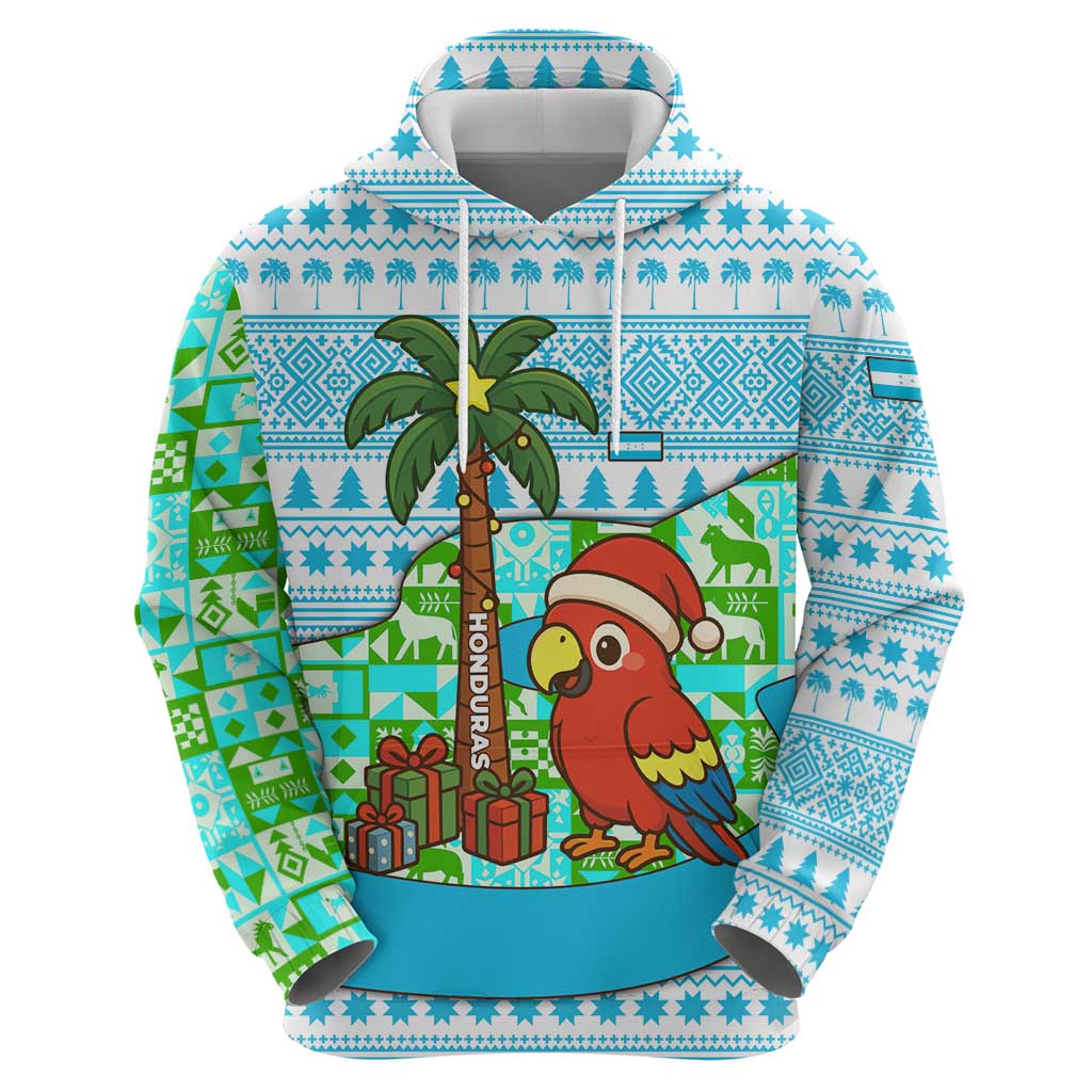 Honduras Christmas Zip Hoodie with Santa Parrot Palm Tree and Tropical Gift Pattern Design - Wonder Print Shop