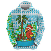 Honduras Christmas Zip Hoodie with Santa Parrot Palm Tree and Tropical Gift Pattern Design - Wonder Print Shop