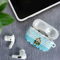 Honduras Christmas AirPods Case with National Emblem Palm Trees and Snowflake Pattern Design - Wonder Print Shop