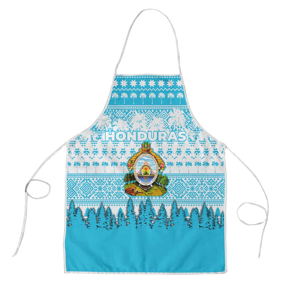 Honduras Christmas Apron with National Emblem Palm Trees and Snowflake Pattern Design - Wonder Print Shop