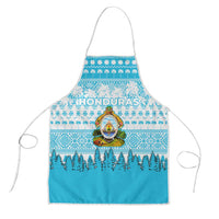 Honduras Christmas Apron with National Emblem Palm Trees and Snowflake Pattern Design - Wonder Print Shop