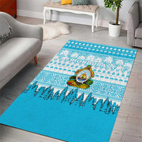 Honduras Christmas Area Rug with National Emblem Palm Trees and Snowflake Pattern Design - Wonder Print Shop