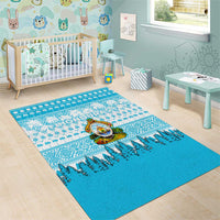 Honduras Christmas Area Rug with National Emblem Palm Trees and Snowflake Pattern Design - Wonder Print Shop