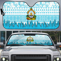 Honduras Christmas Auto Sun Shade with National Emblem Palm Trees and Snowflake Pattern Design - Wonder Print Shop