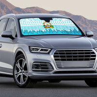 Honduras Christmas Auto Sun Shade with National Emblem Palm Trees and Snowflake Pattern Design - Wonder Print Shop