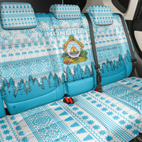 Honduras Christmas Back Car Seat Cover with National Emblem Palm Trees and Snowflake Pattern Design - Wonder Print Shop