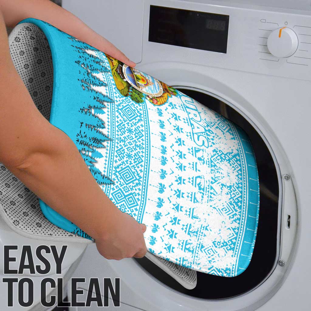 Honduras Christmas Bathroom Set with National Emblem Palm Trees and Snowflake Pattern Design - Wonder Print Shop