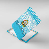 Honduras Christmas Canvas Wall Art with National Emblem Palm Trees and Snowflake Pattern Design - Wonder Print Shop