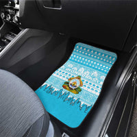 Honduras Christmas Car Mats with National Emblem Palm Trees and Snowflake Pattern Design - Wonder Print Shop